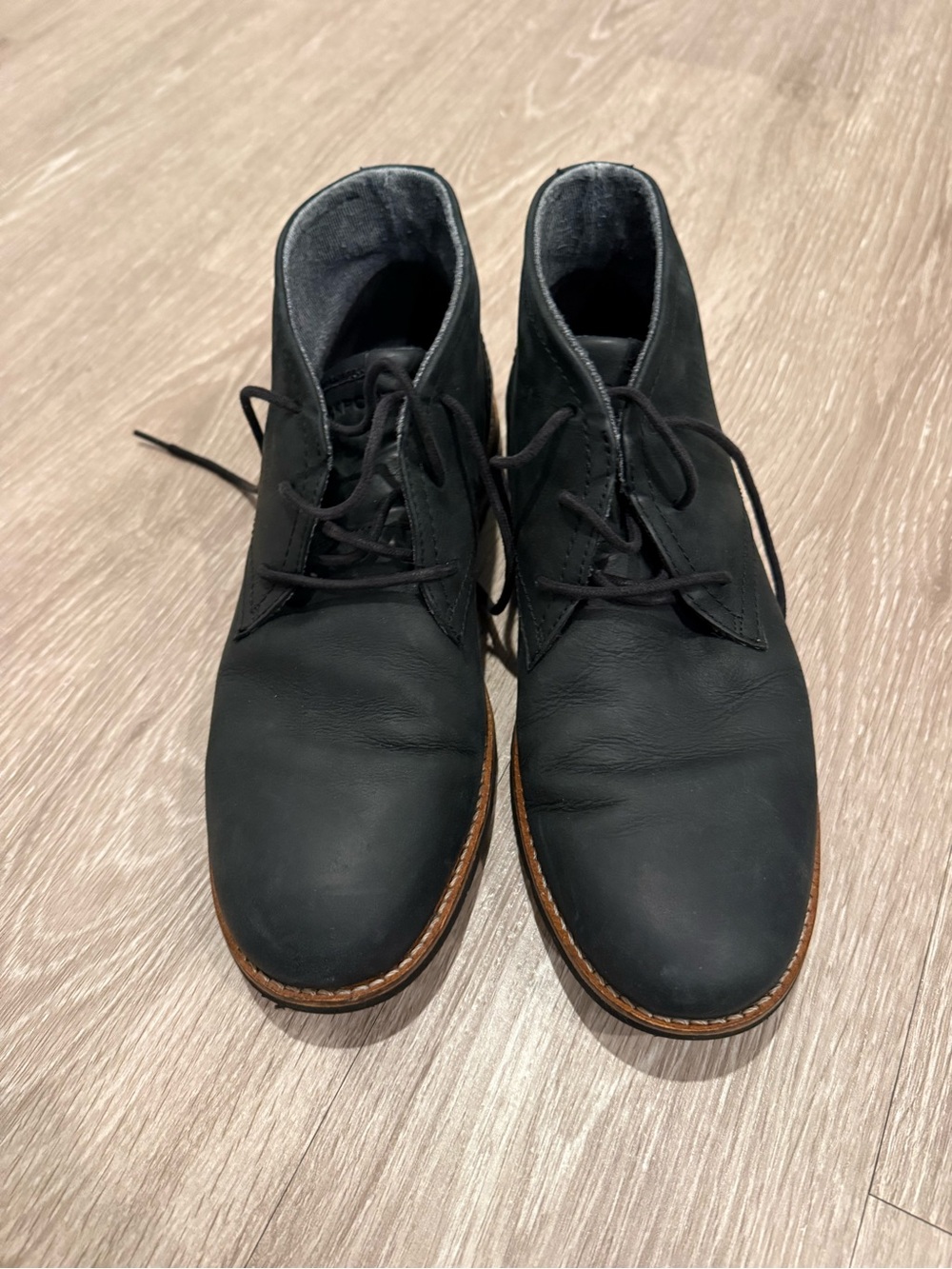 Rockport Black Leather Chukka Boots with Brown Trim